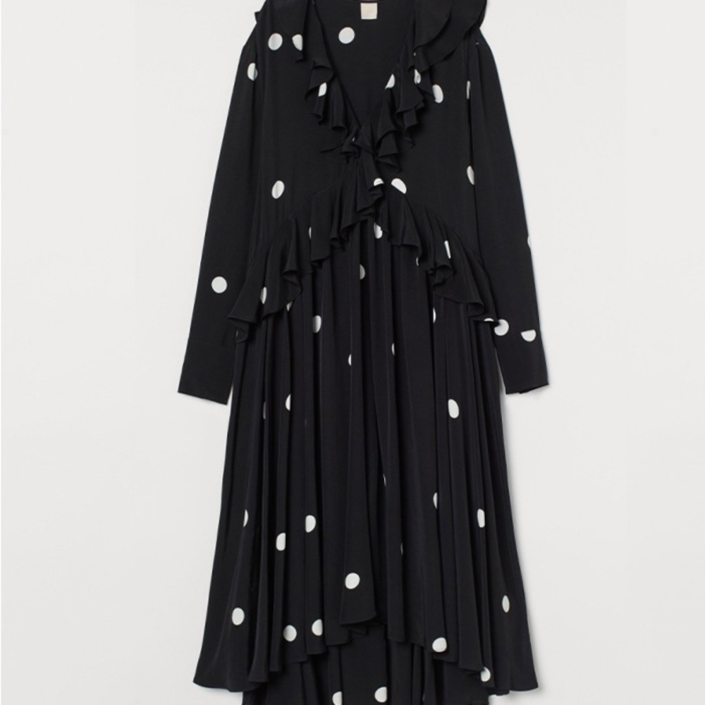 H&M Black Dress with White Polka Dots